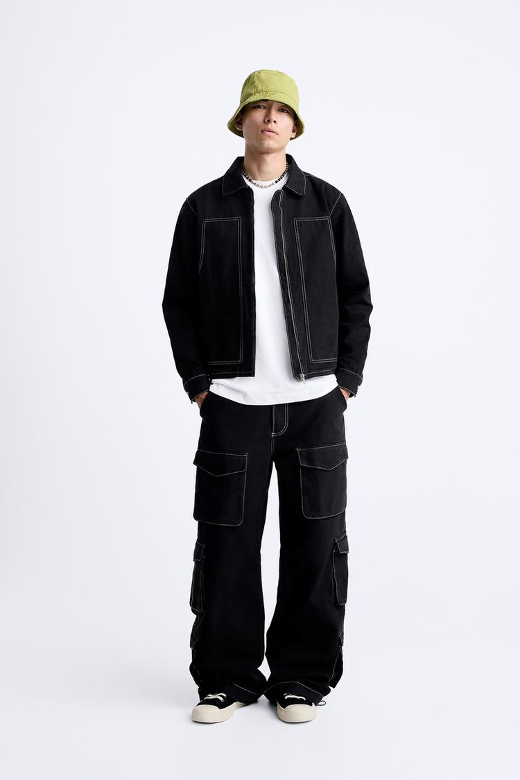 JACKET WITH CONTRAST TOPSTITCHING