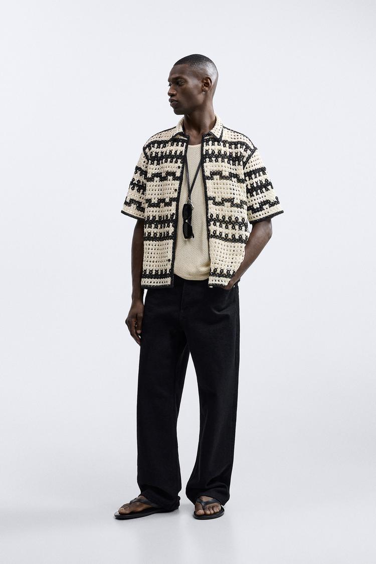 CONTRAST CROCHET SHIRT