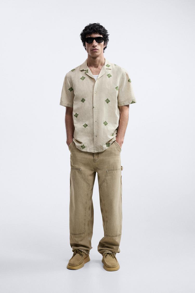 LINEN - COTTON EMBROIDERED SHIRT