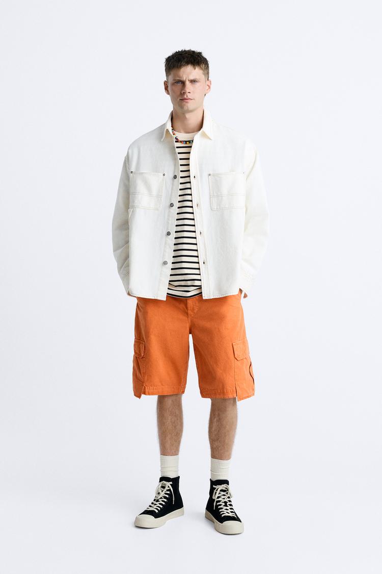 OVERSHIRT WITH CONTRAST TOPSTITCHING