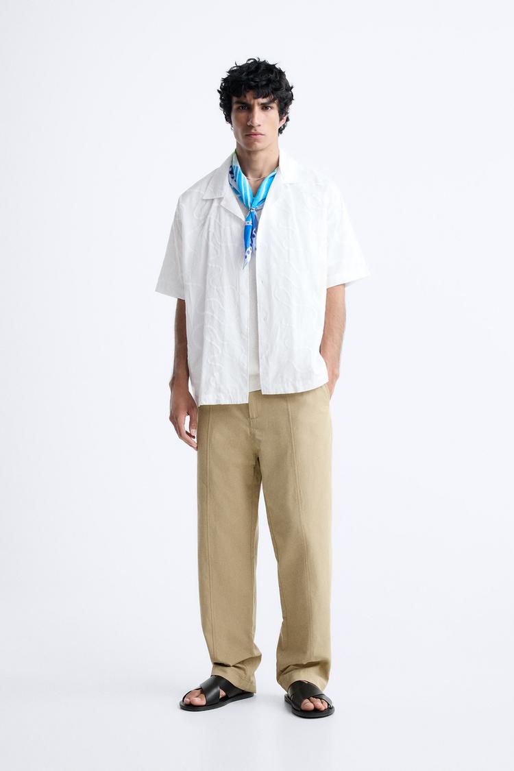 TEXTURED COTTON - LINEN TROUSERS