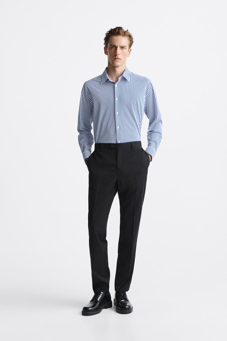 ELASTIC SHIRT WITH STRIPED PRINT