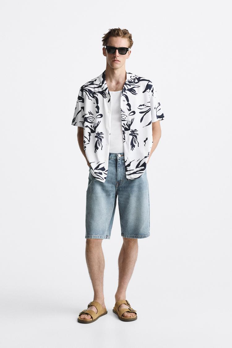FLORAL PRINT STRETCH SHIRT