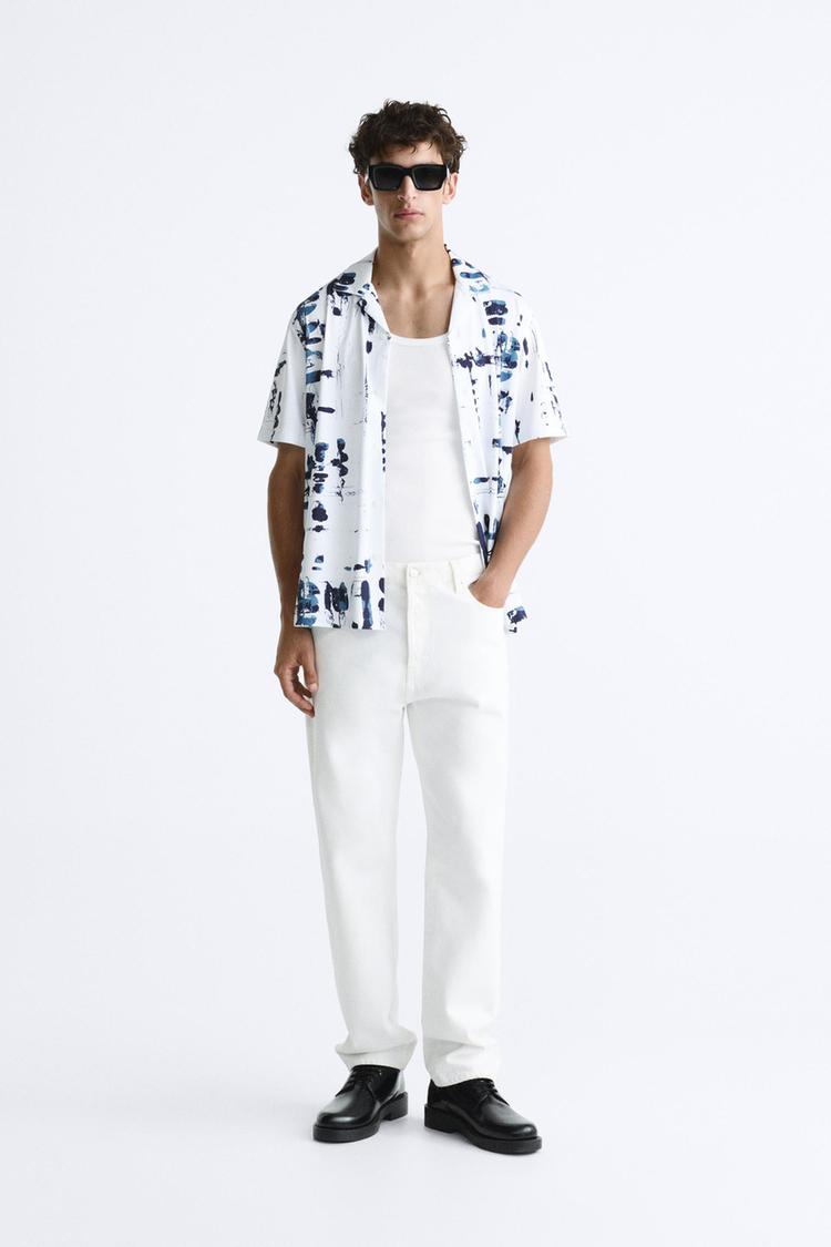 ABSTRACT PRINT STRETCH SHIRT