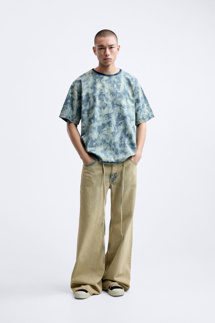 DENIM T-SHIRT WITH ABSTRACT PRINT