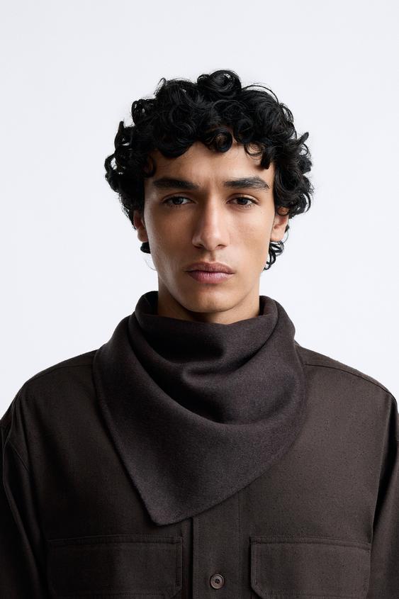 DOUBLESIDED WOOL CASHMERE SCARF Chocolate ZARA Turkey