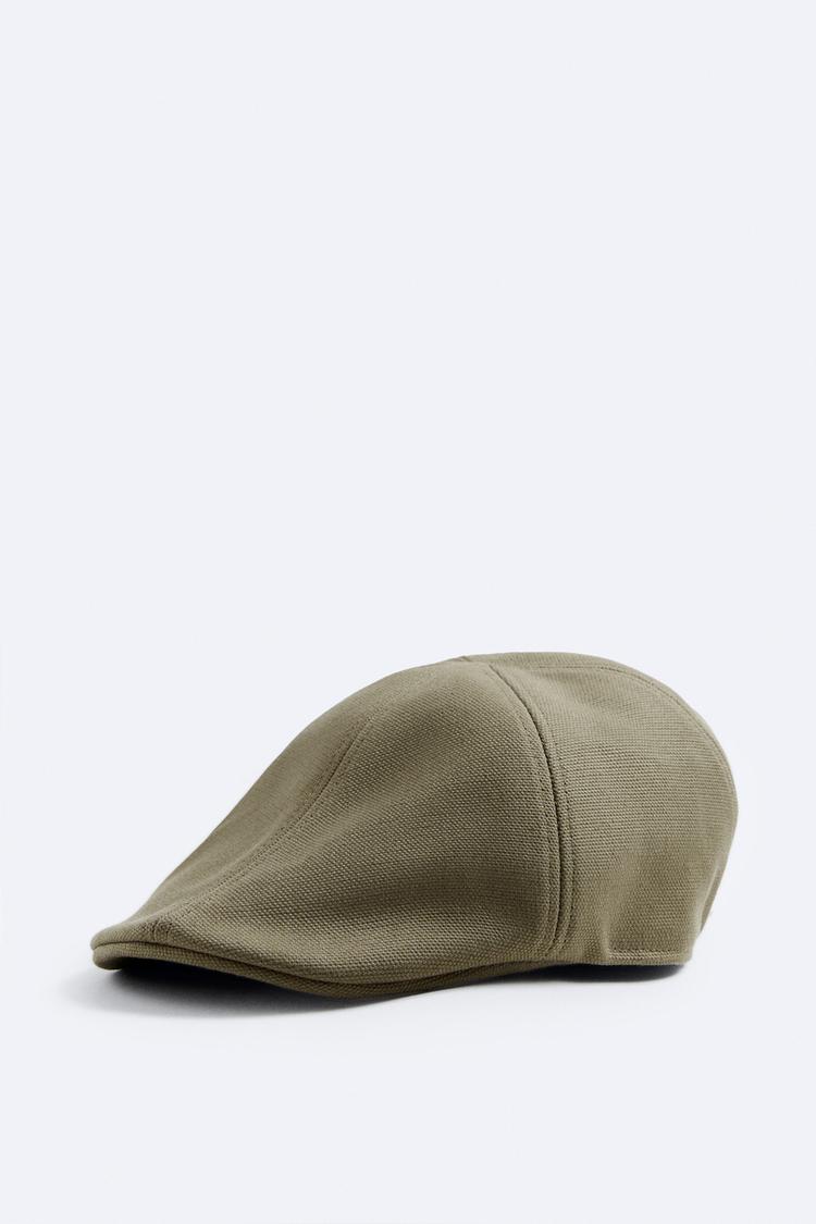 TEXTURED COTTON FLAT CAP