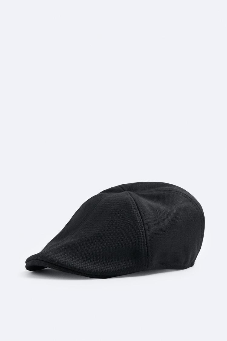 TEXTURED COTTON FLAT CAP