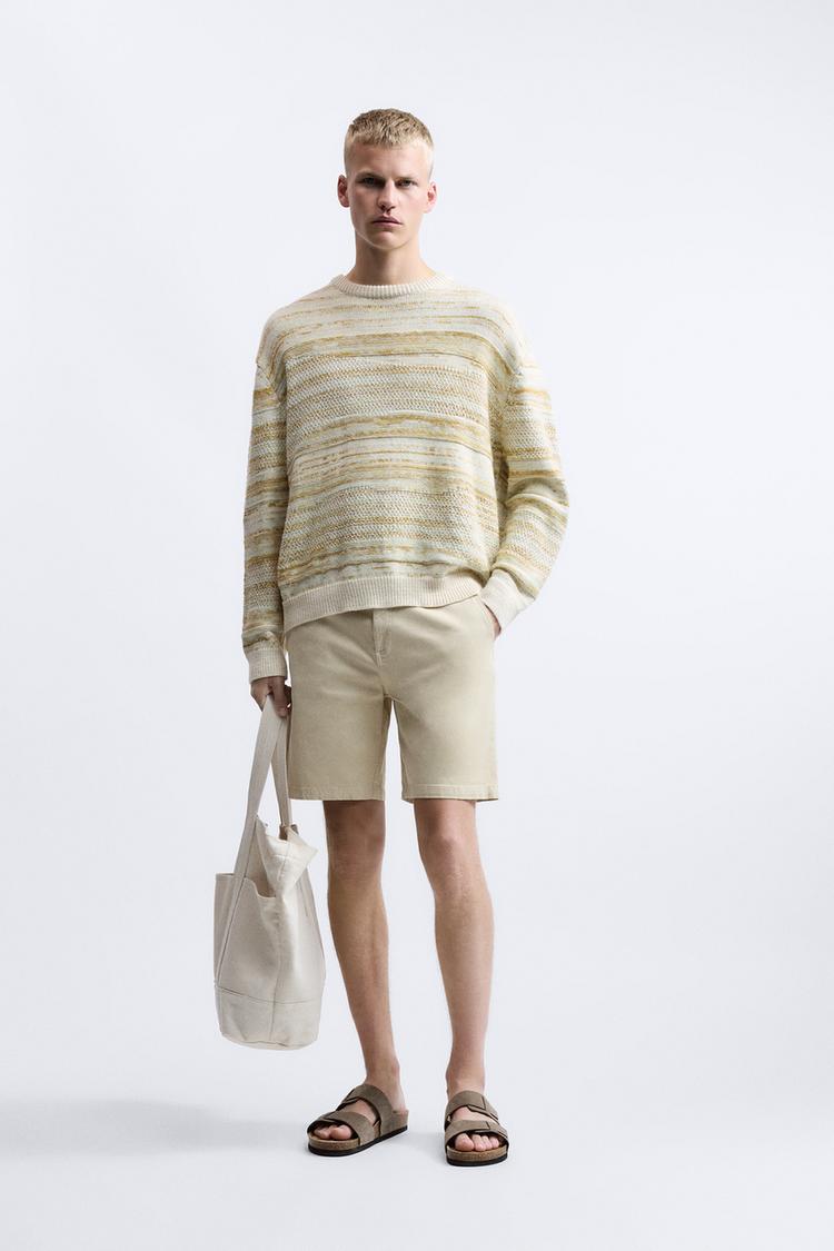 TEXTURED CHINO BERMUDA SHORTS