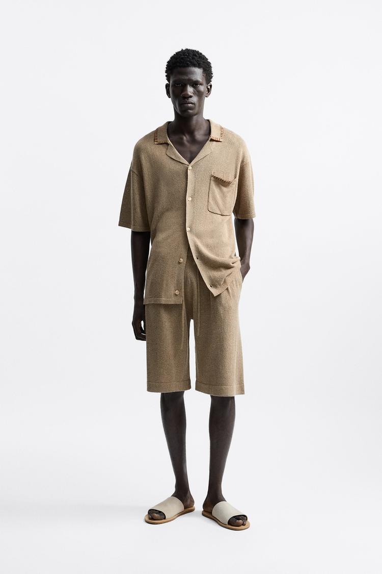 LINEN - VISCOSE KNIT BERMUDA SHORTS