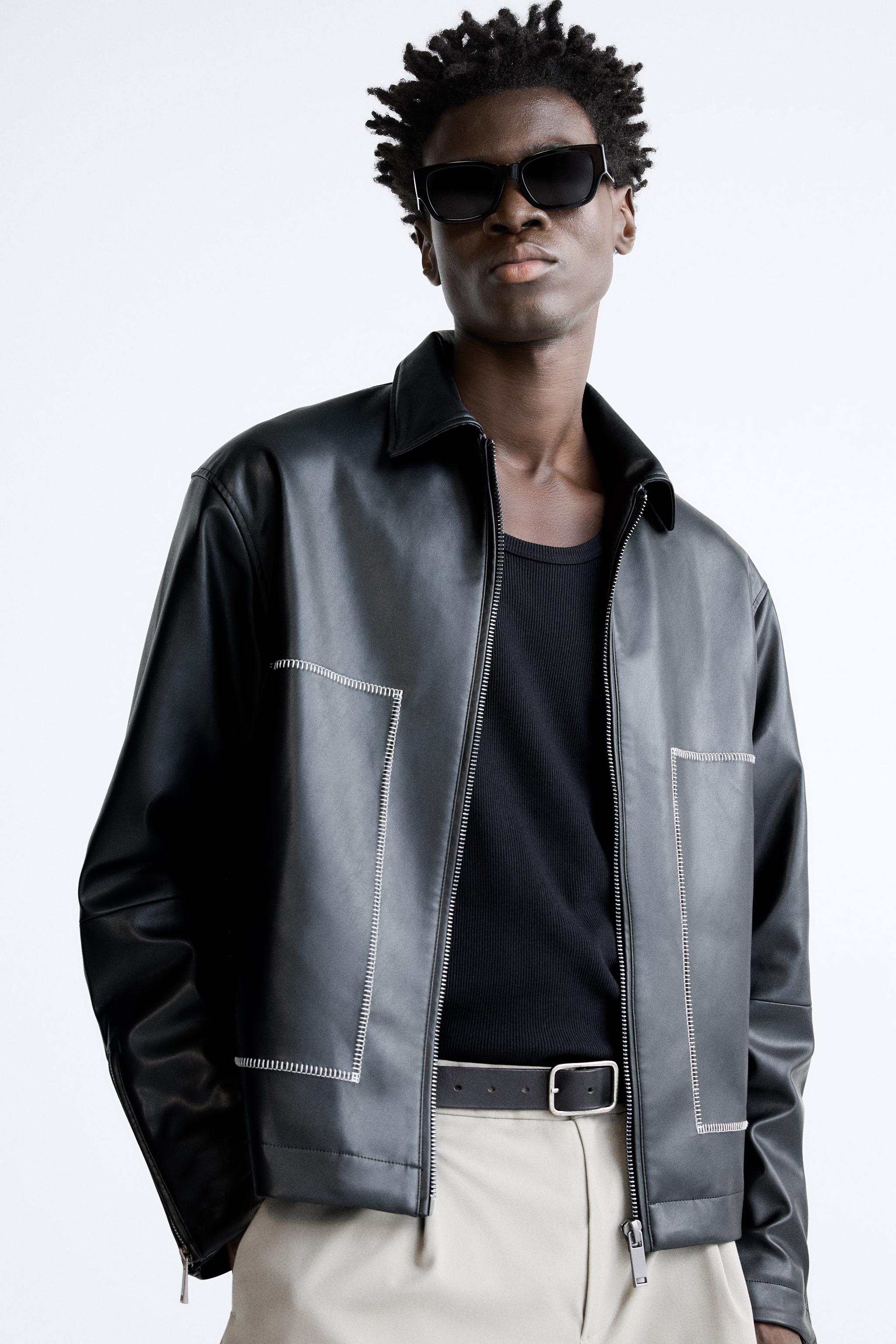 Zara TOPSTITCHED FAUX LEATHER JACKET | Mall of America®