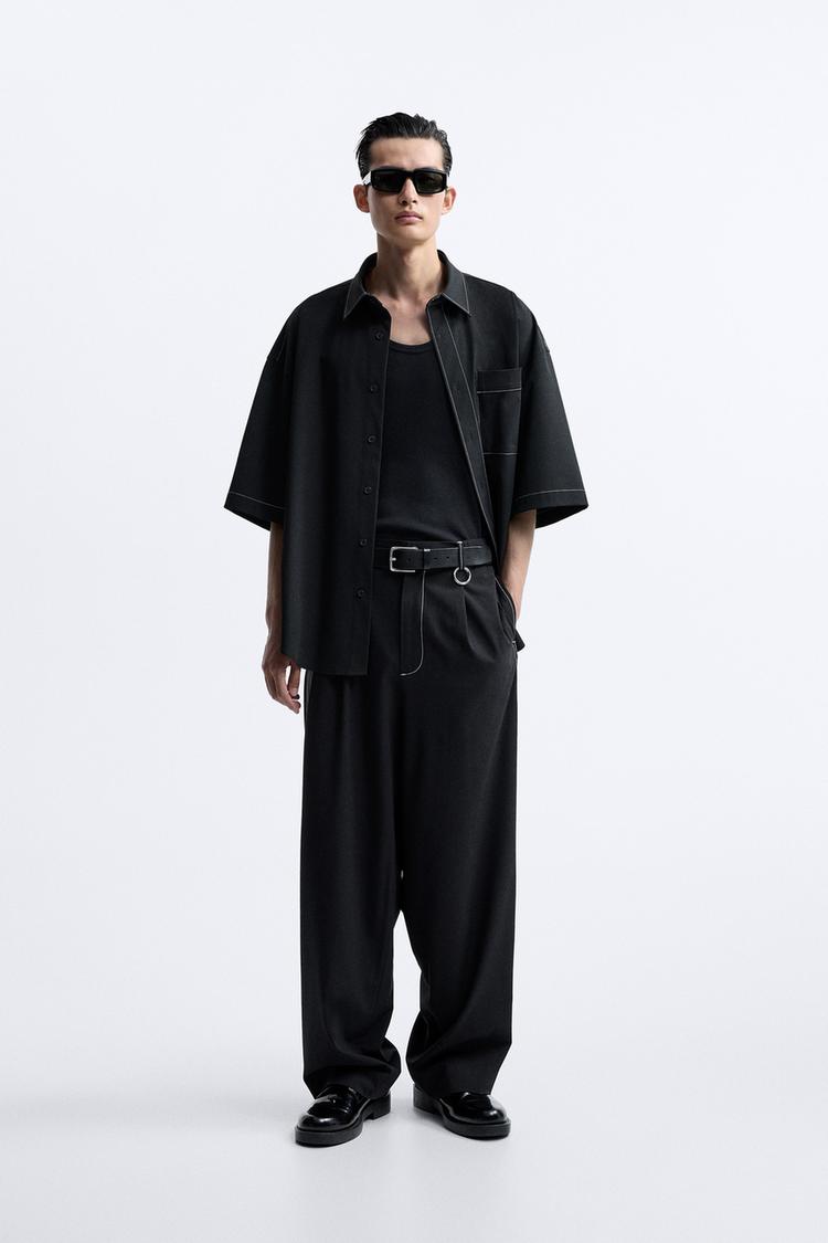 SHIRT WITH CONTRAST TOPSTITCHING