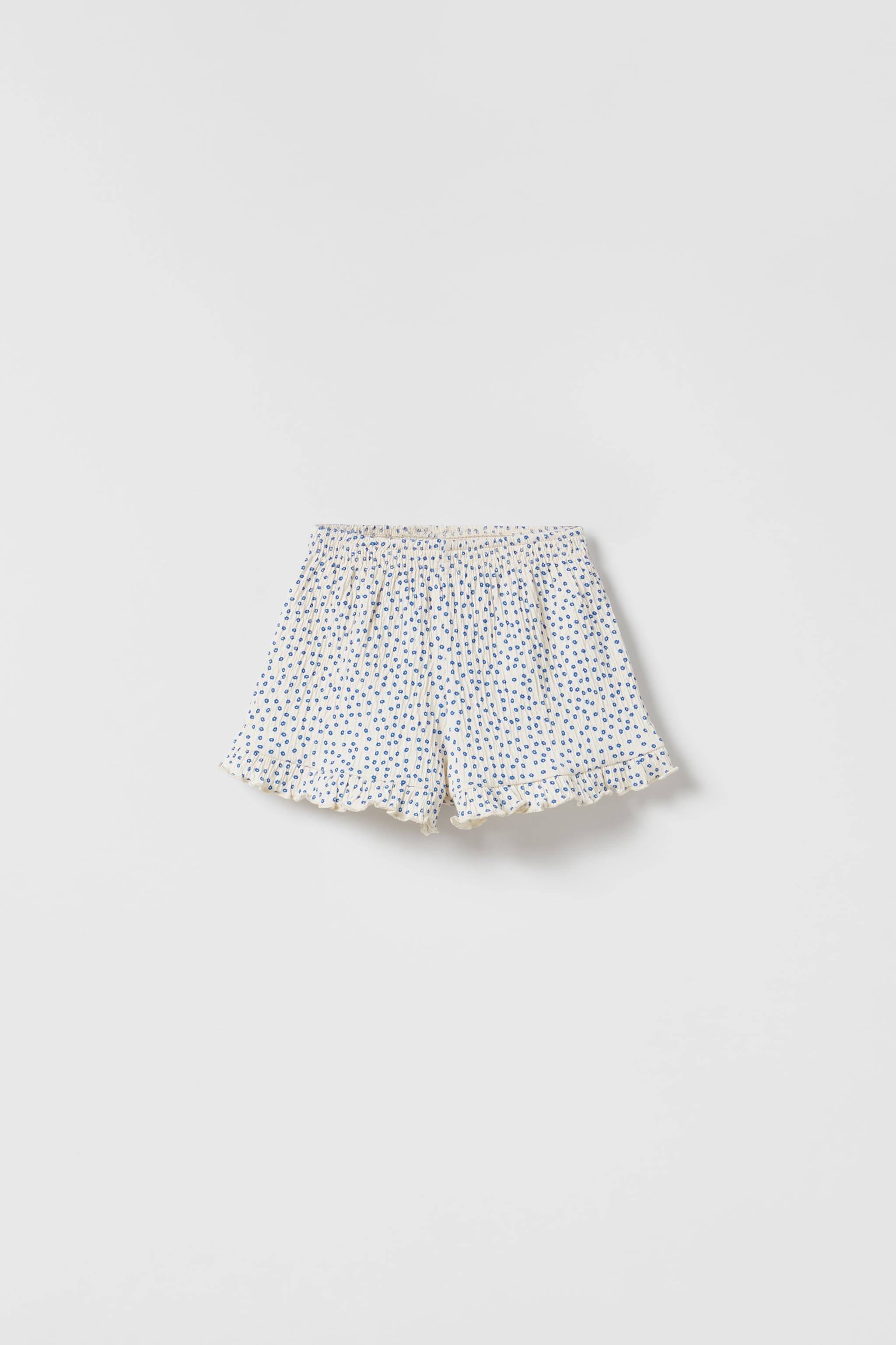 TEXTURED WEAVE SHORTS WITH RUFFLES
