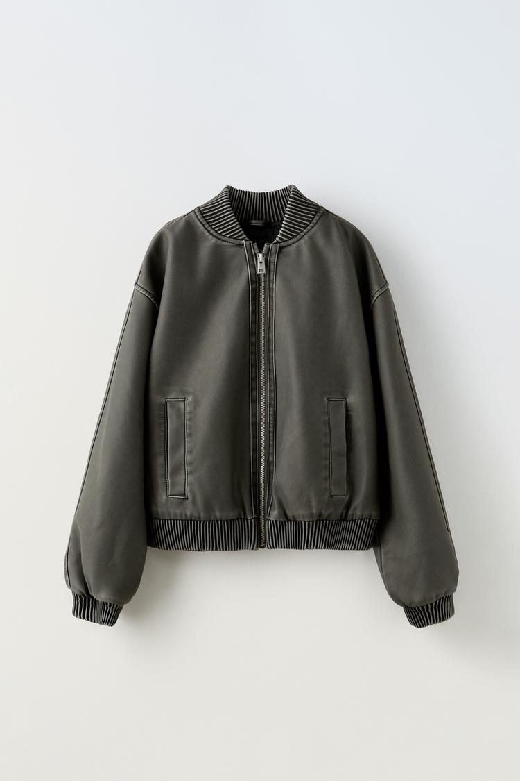FAUX LEATHER BOMBER JACKET