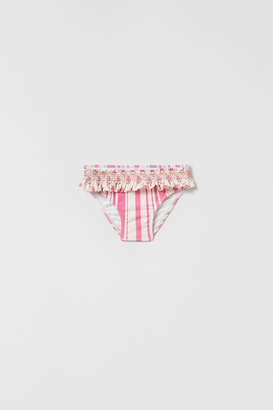 FLORAL STRIPED BIKINI BOTTOMS Pink ZARA Australia