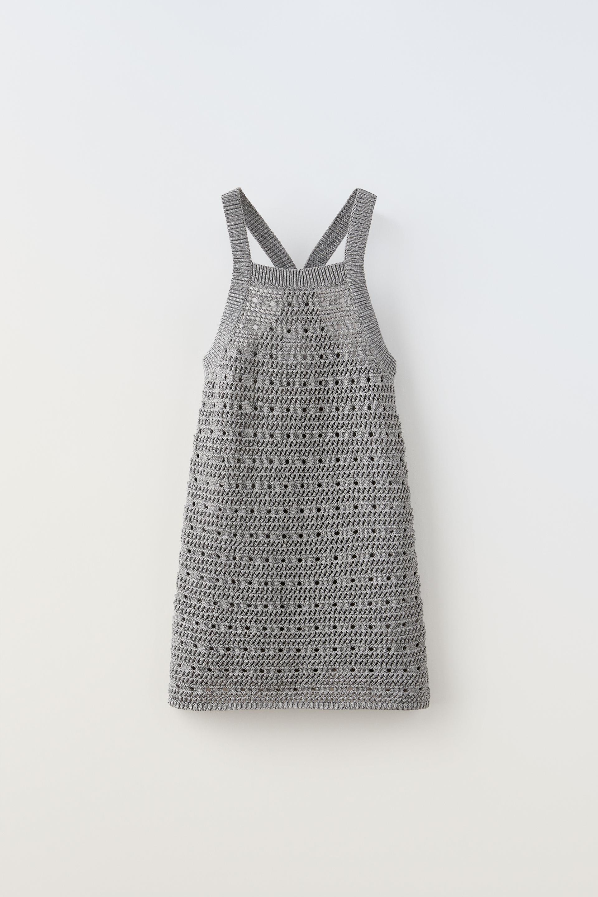 POINTELLE KNIT DRESS Pearl grey ZARA Australia