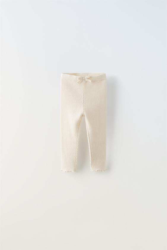 RIBBED KNIT LEGGINGS Ecru ZARA South Africa