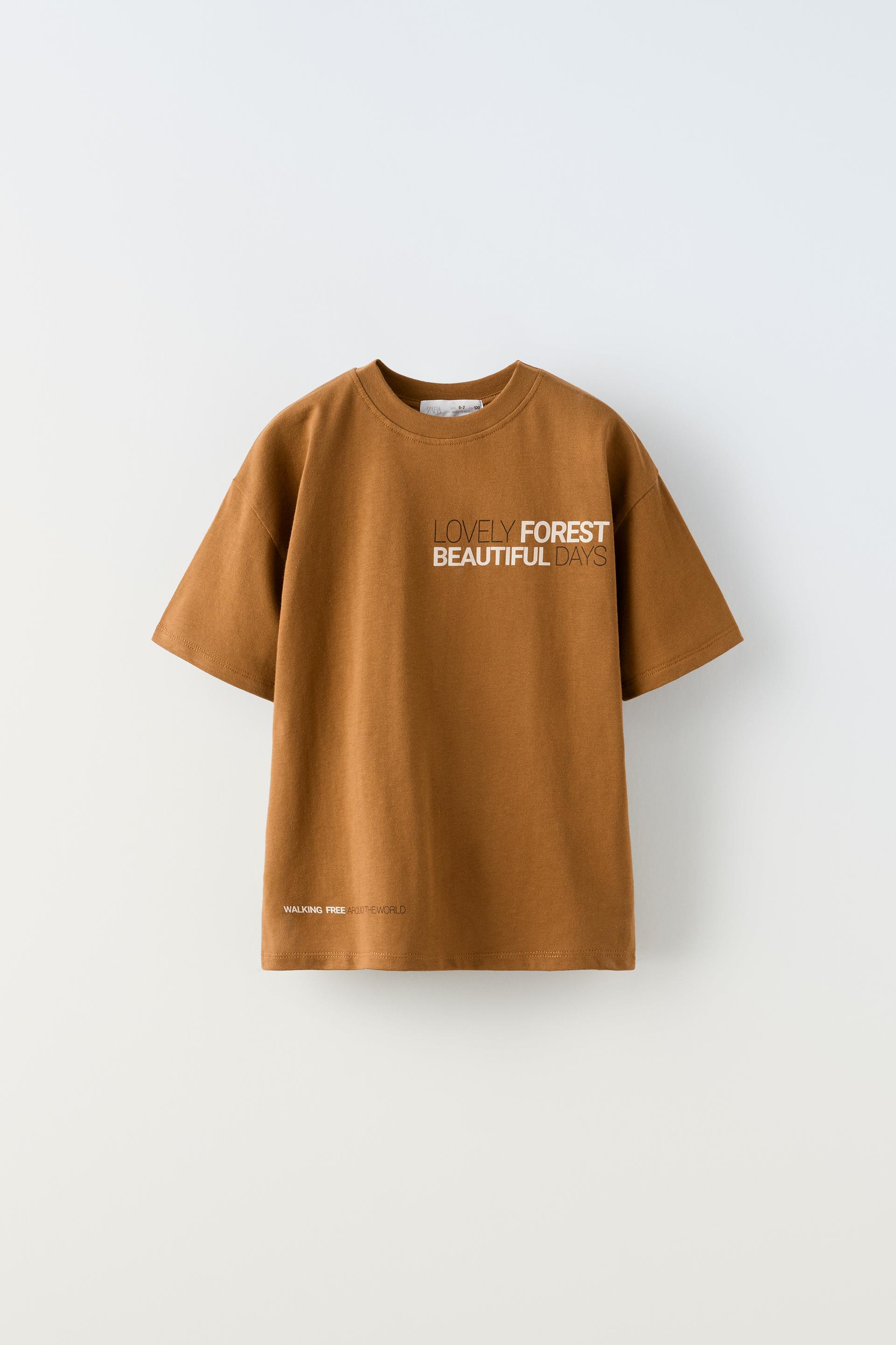 CAMISETA ESTAMPADA Camel escuro ZARA Brasil camiseta-estampada-camel-escuro-zara-brasil