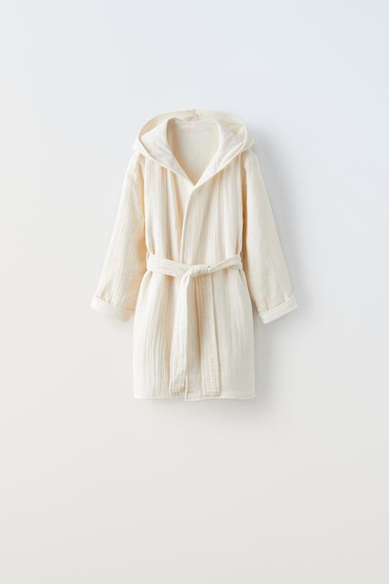 TEXTURED DRESSING GOWN Ecru ZARA Singapore