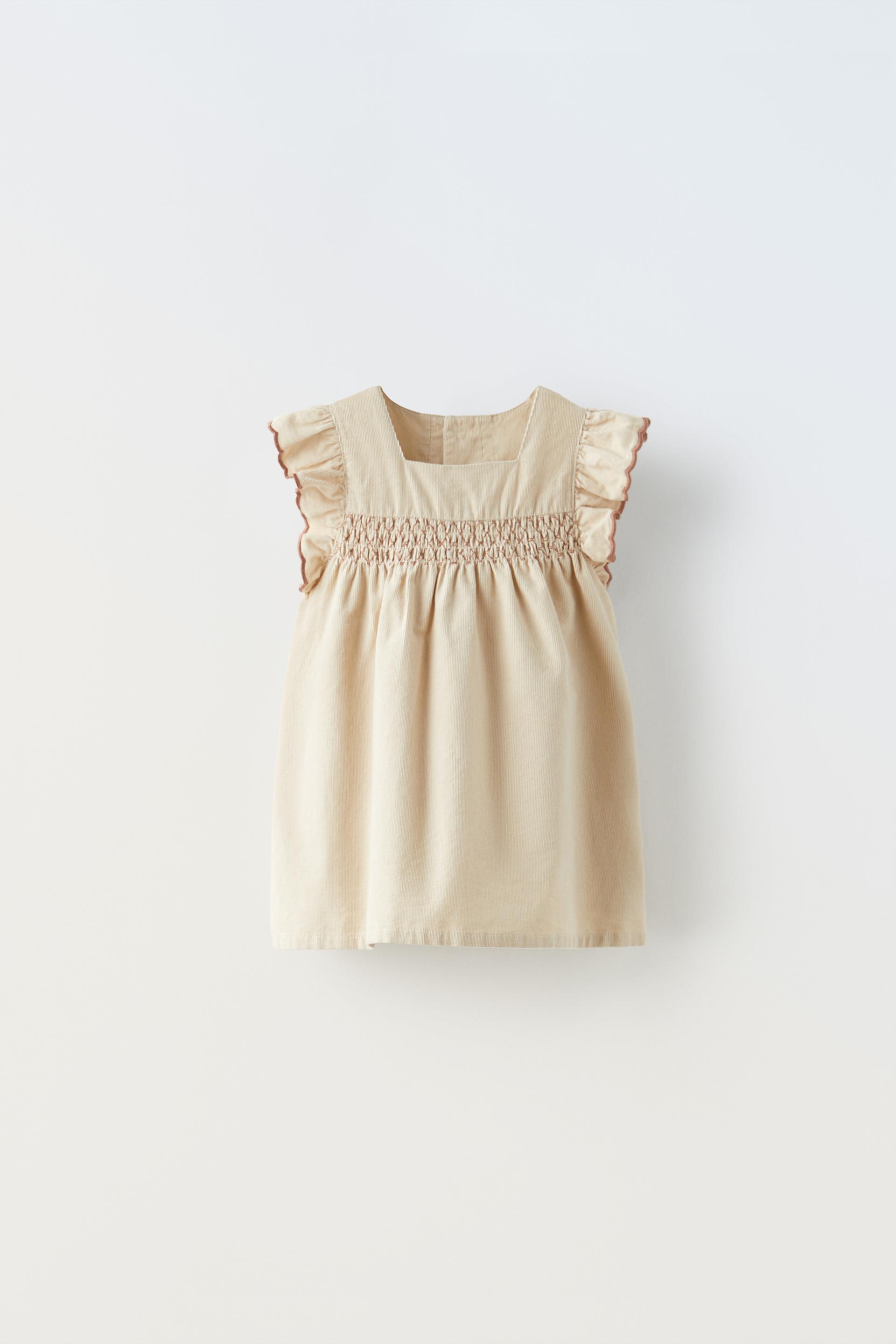 EMBROIDERED NEEDLECORD DRESS Light beige ZARA New Zealand