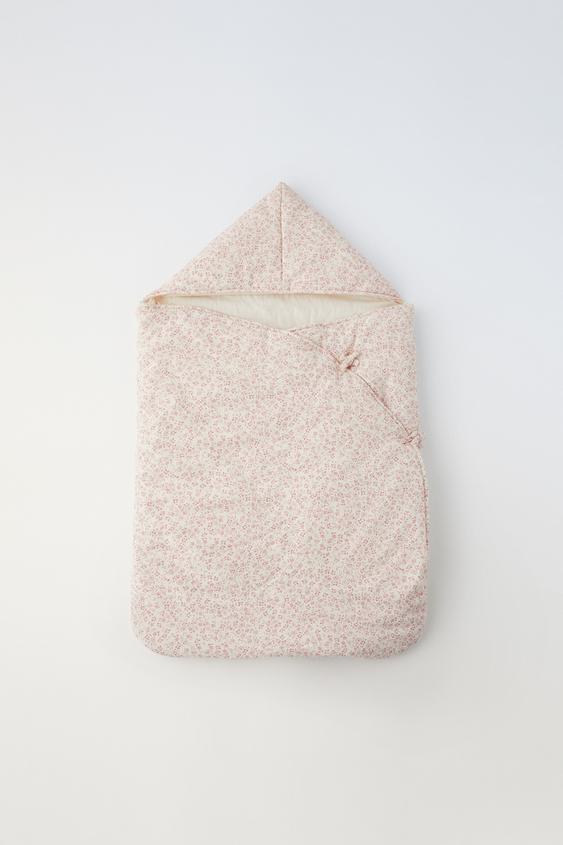 CHIFFON FLORAL CARRYCOT BABY WRAP Midpink ZARA New Zealand