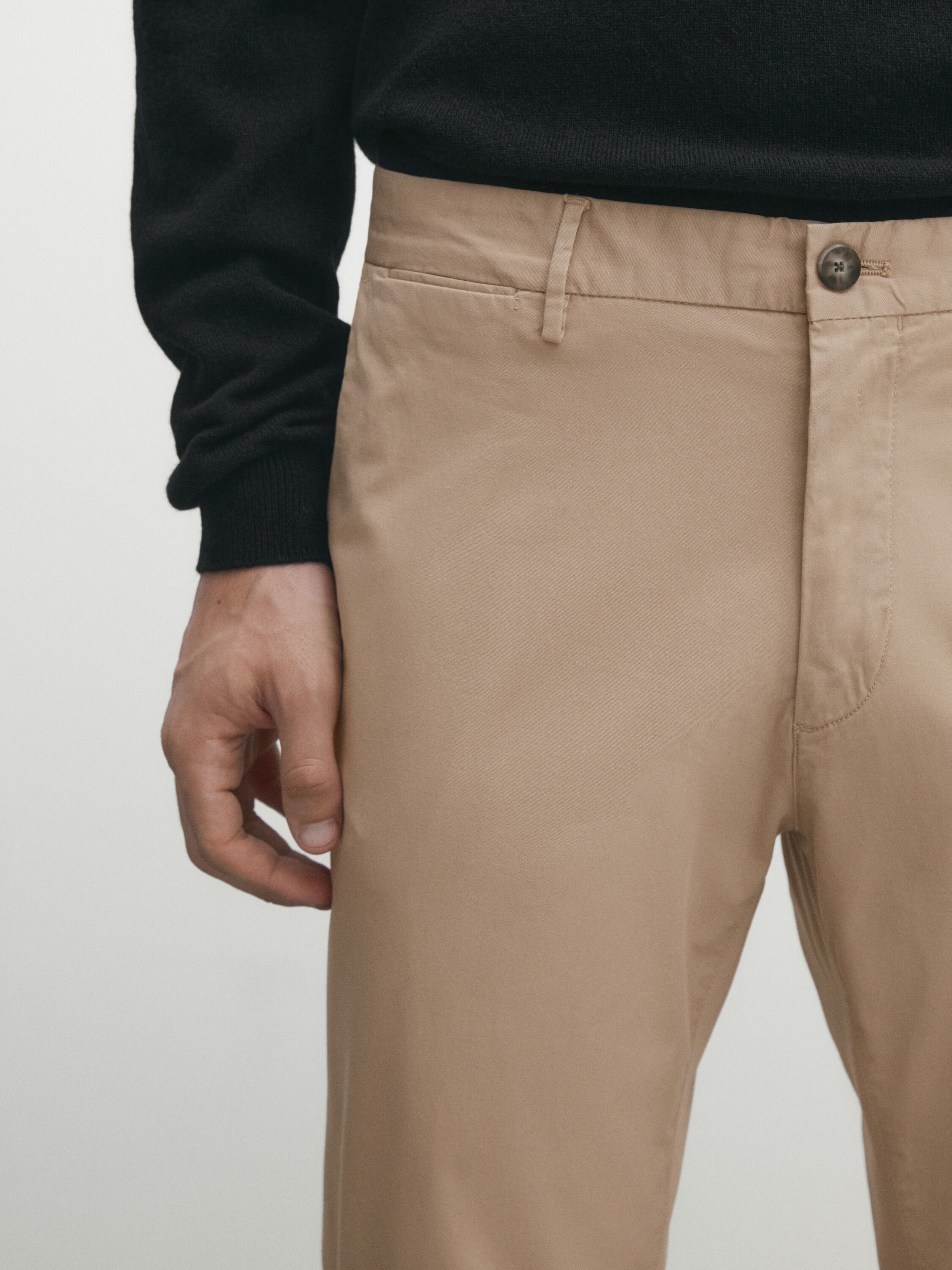 Slim fit cotton blend chino trousers