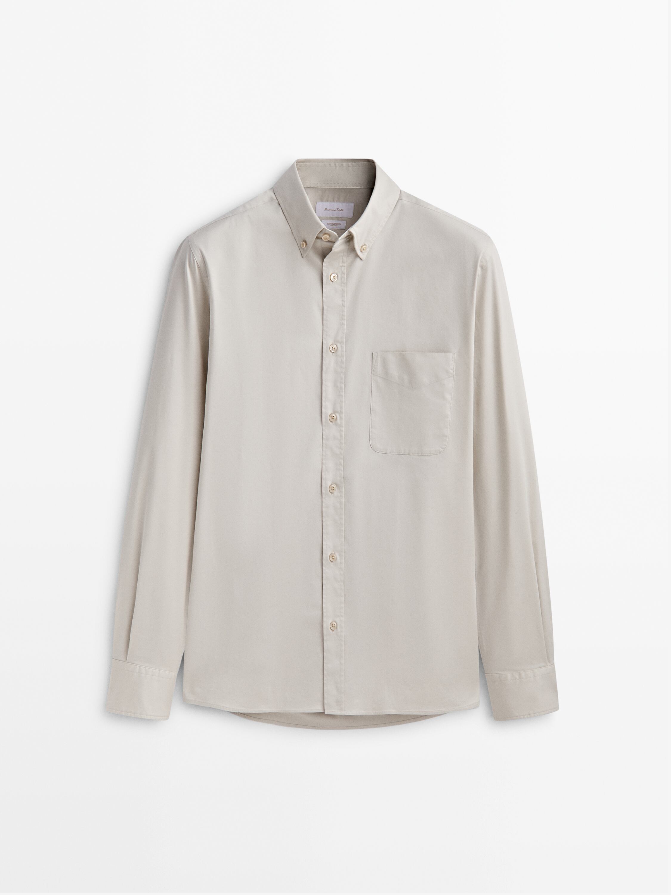 Regular fit stretchy cotton blend shirt with pocket
