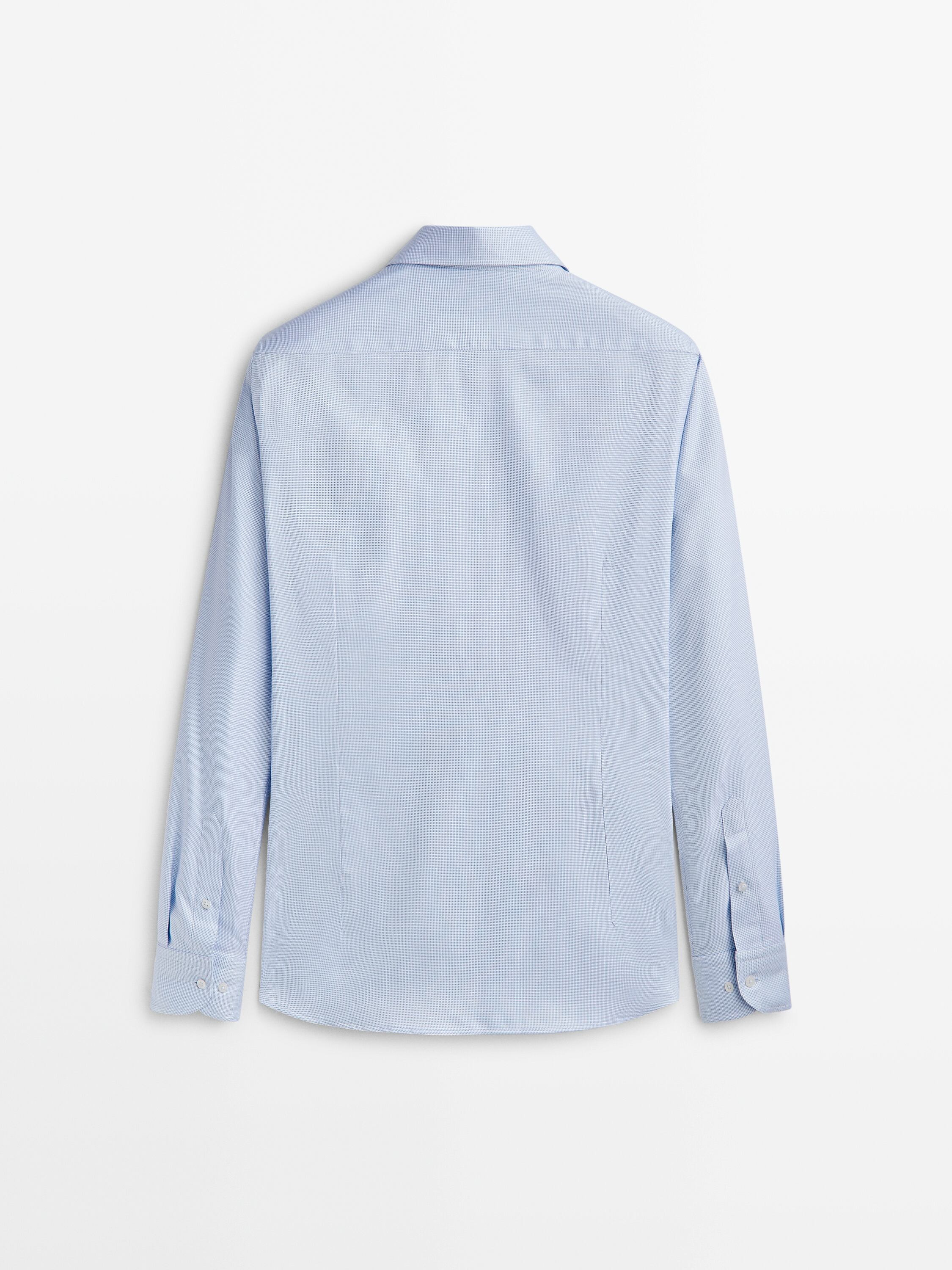 Slim-fit micro-check easy-iron shirt