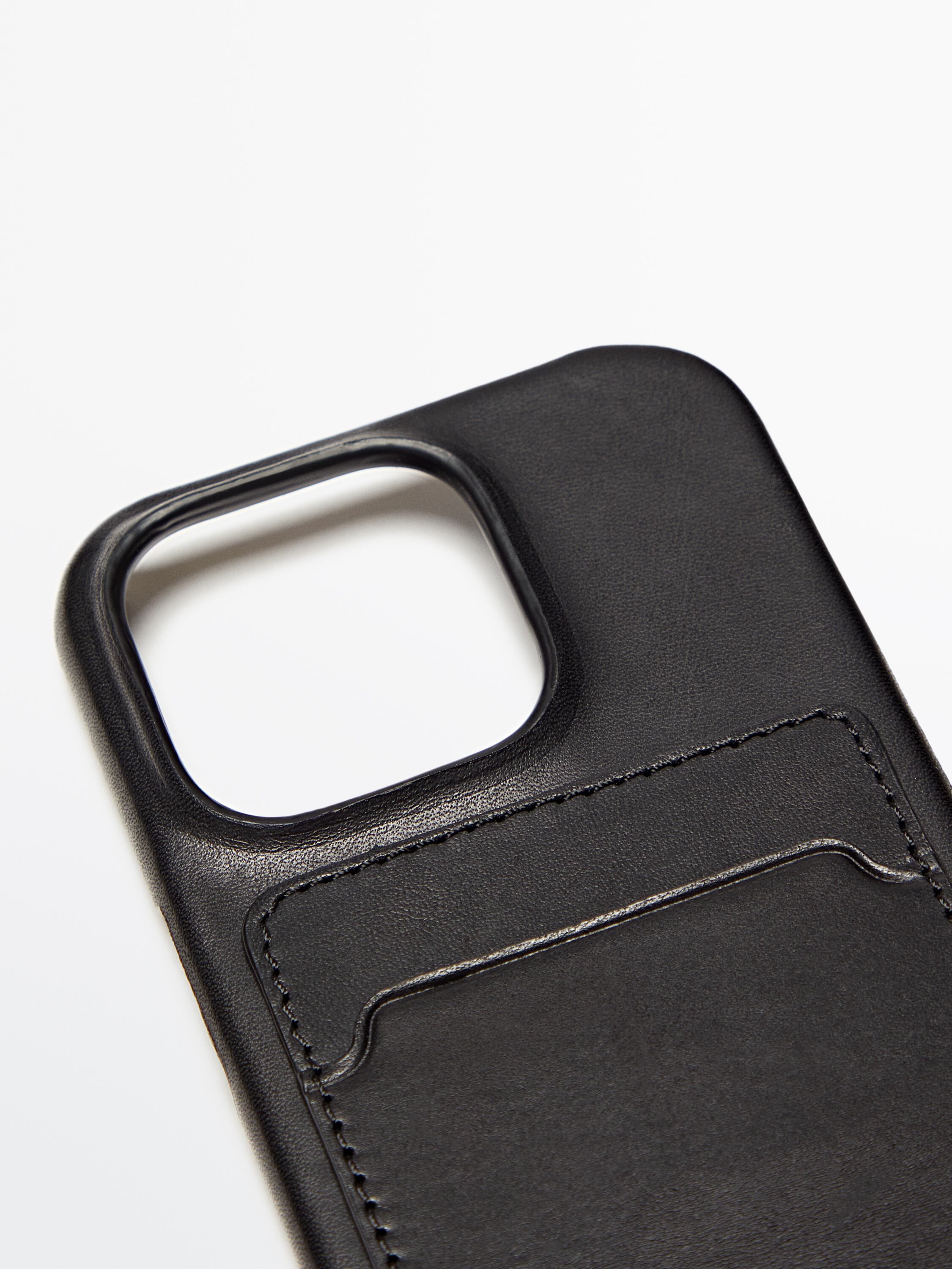 Leather iPhone 14 Pro case with card slot
