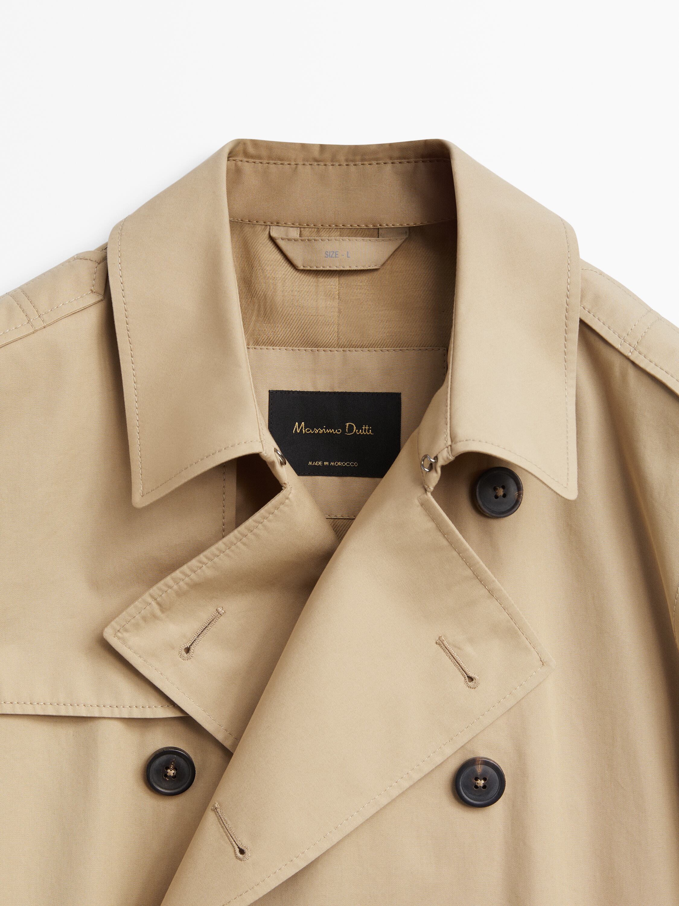 Water-repellent double-breasted trench jacket