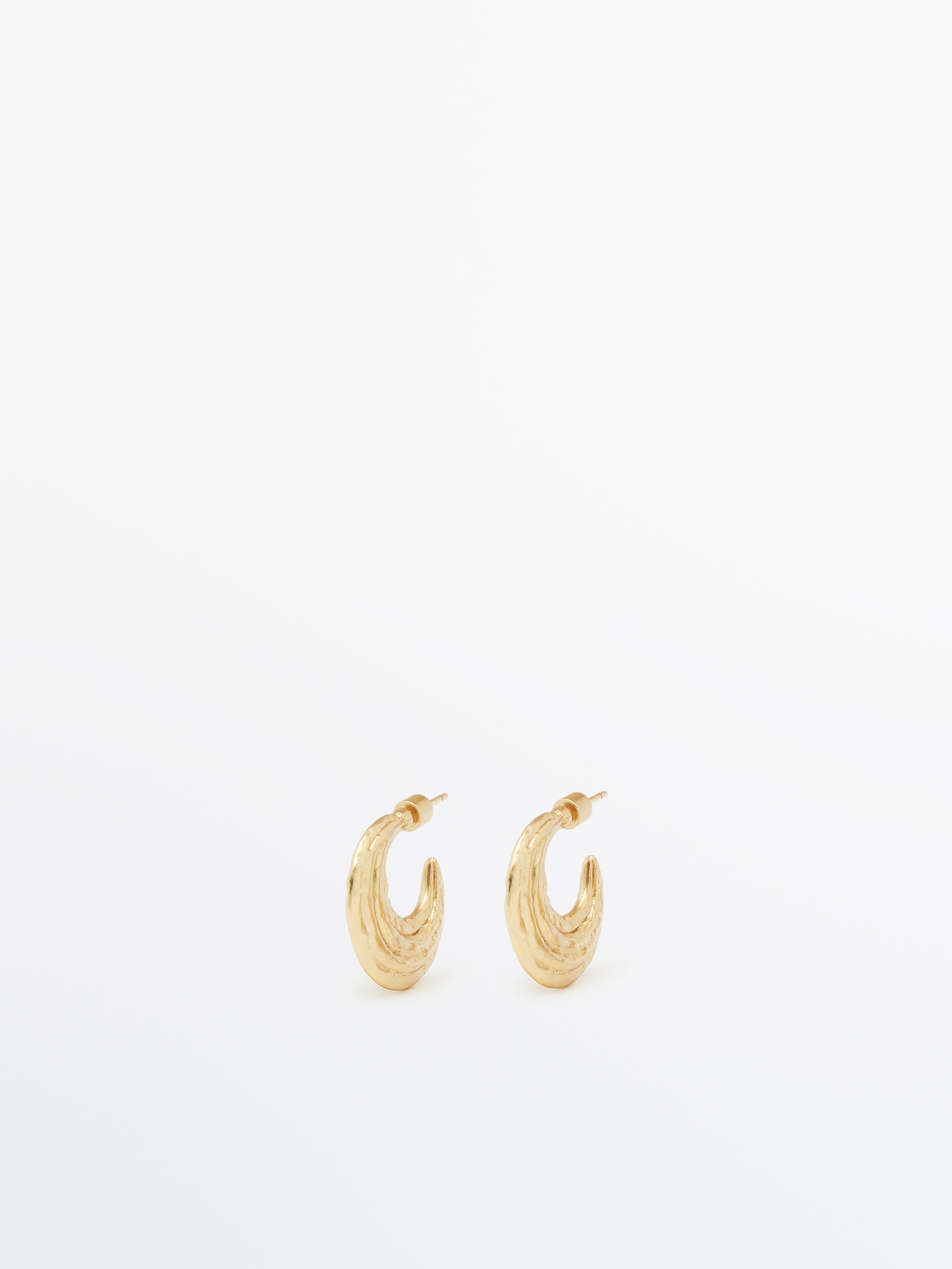 Gold-plated textured half-moon earrings