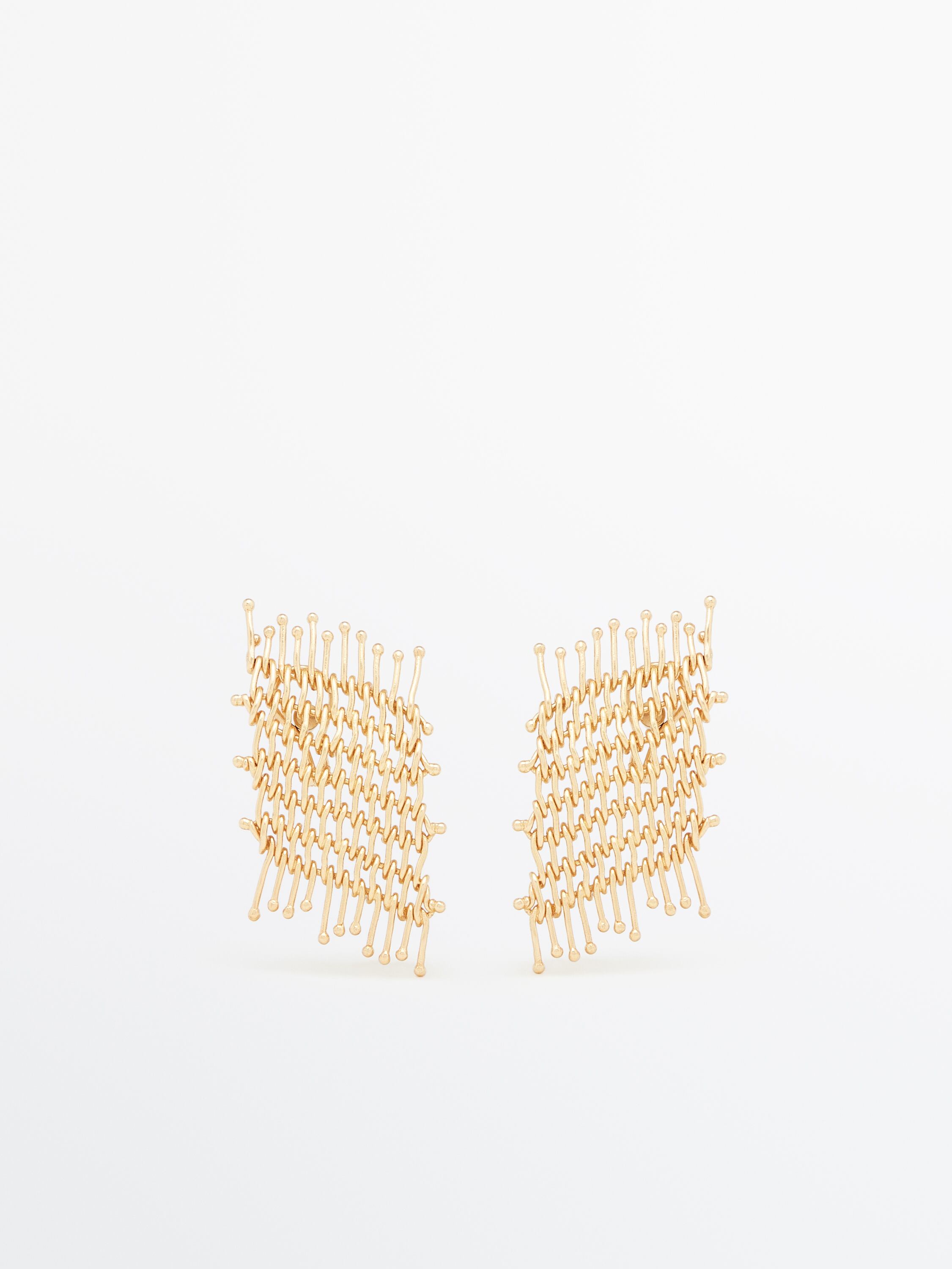Gold-plated mesh dangle earrings
