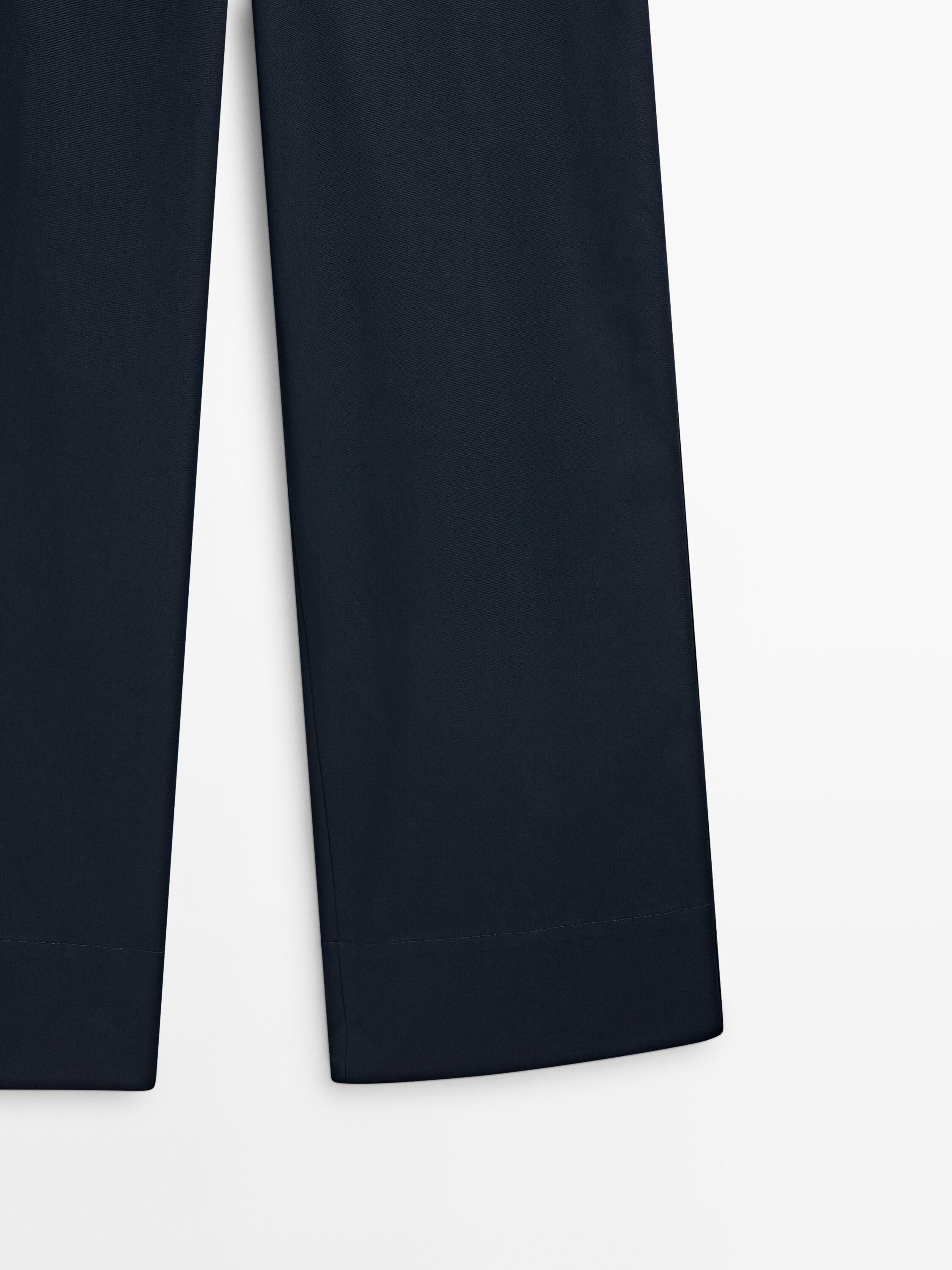 Cotton blend full length straight fit trousers