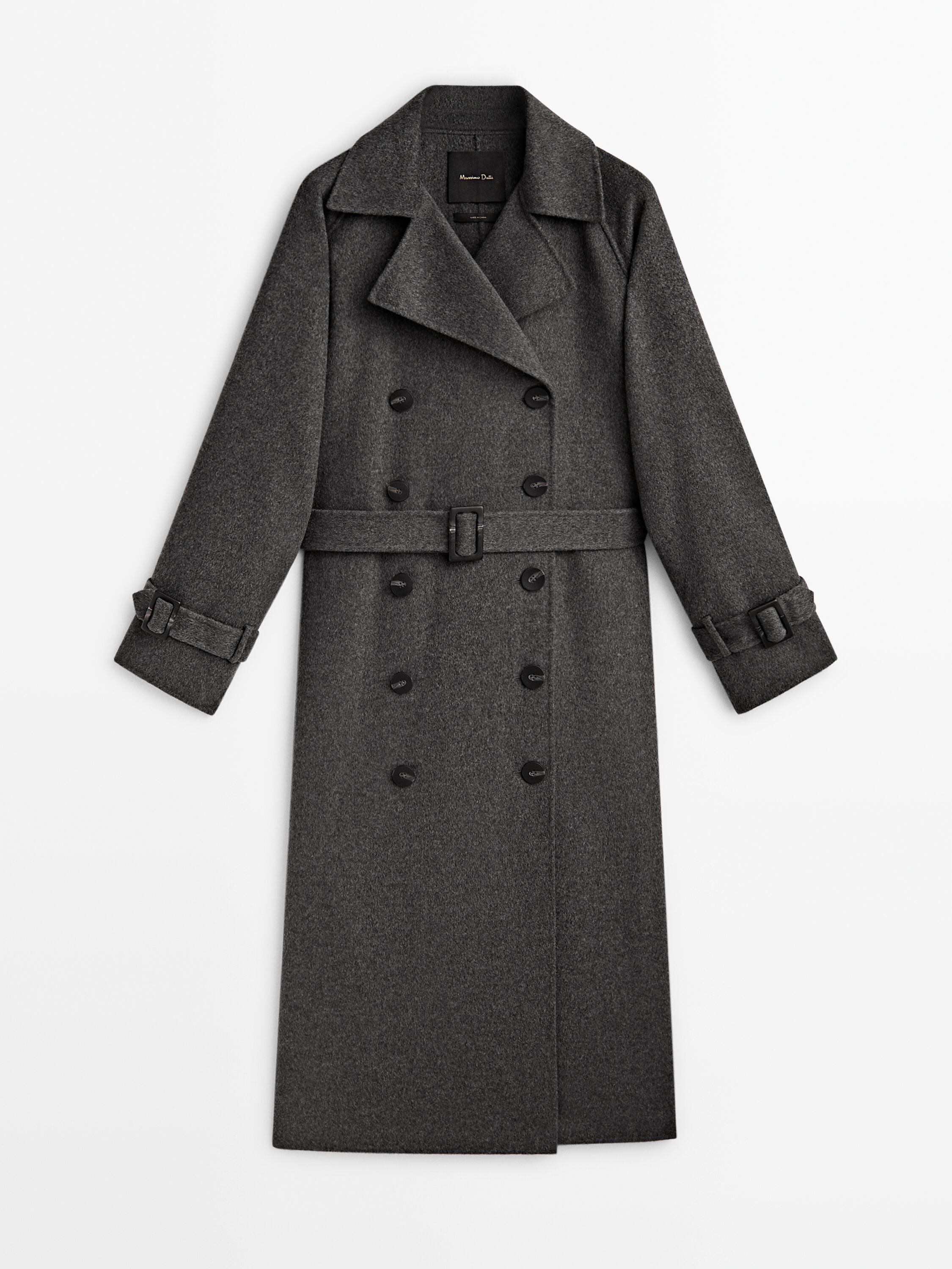 Wool blend double-breasted trench coat