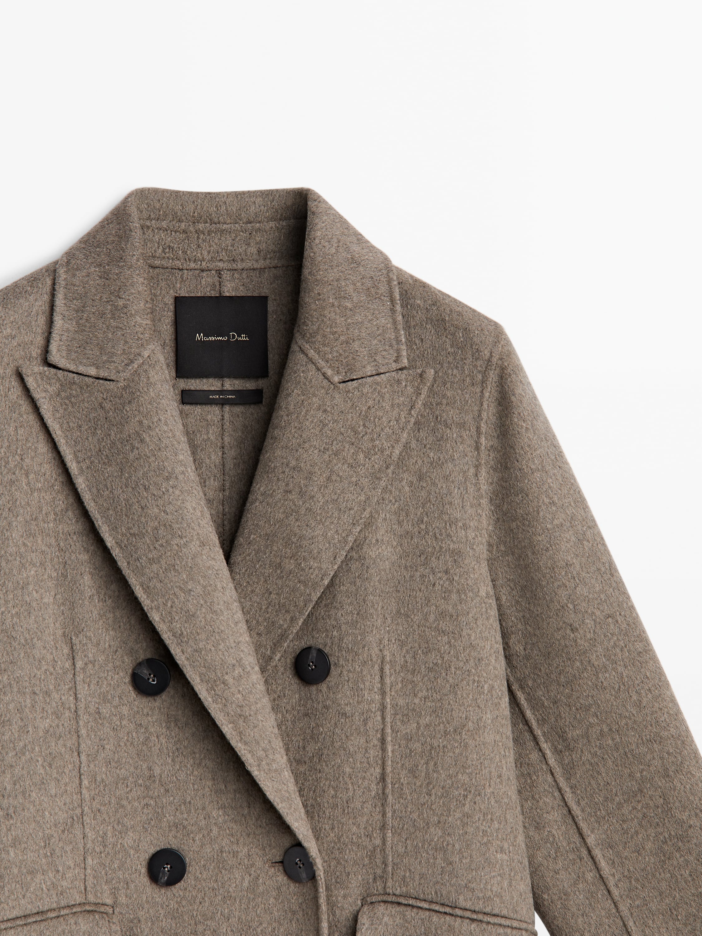 Long wool blend double-breasted coat