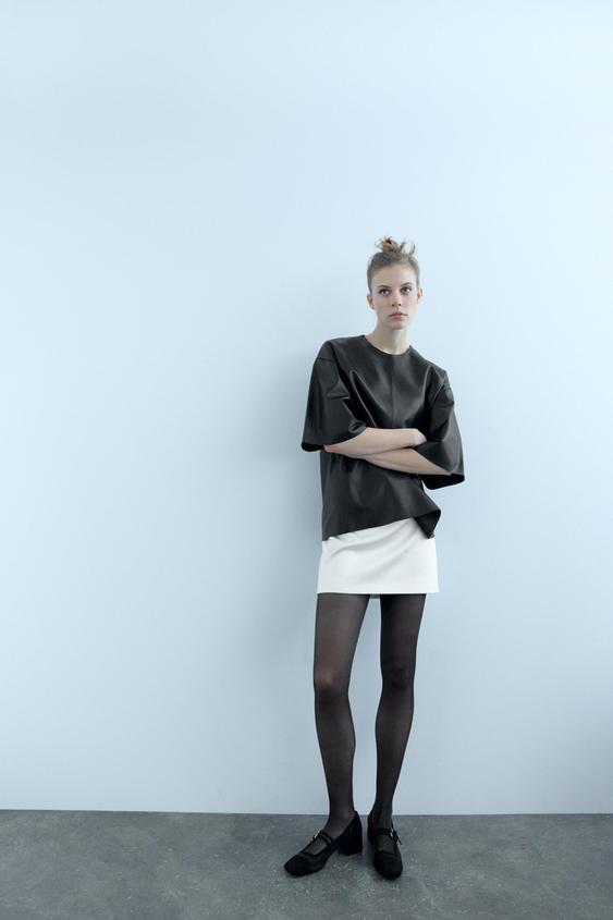 MESH BALLET FLATS WITH HEEL Black ZARA India