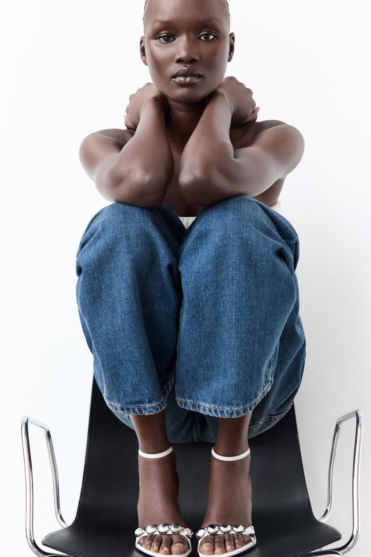 EMBELLISHED LEATHER HEELED SANDALS