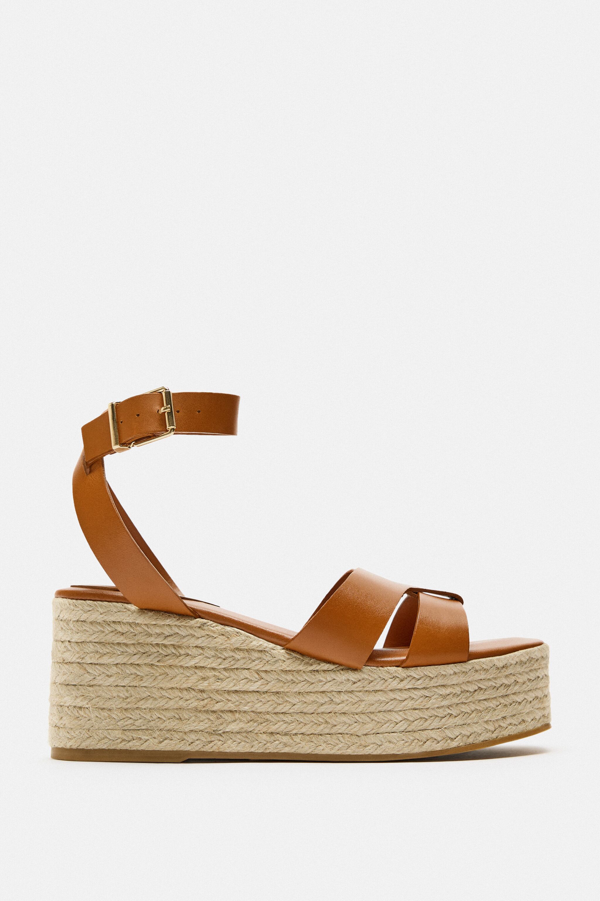 LEATHER WEDGE SANDALS
