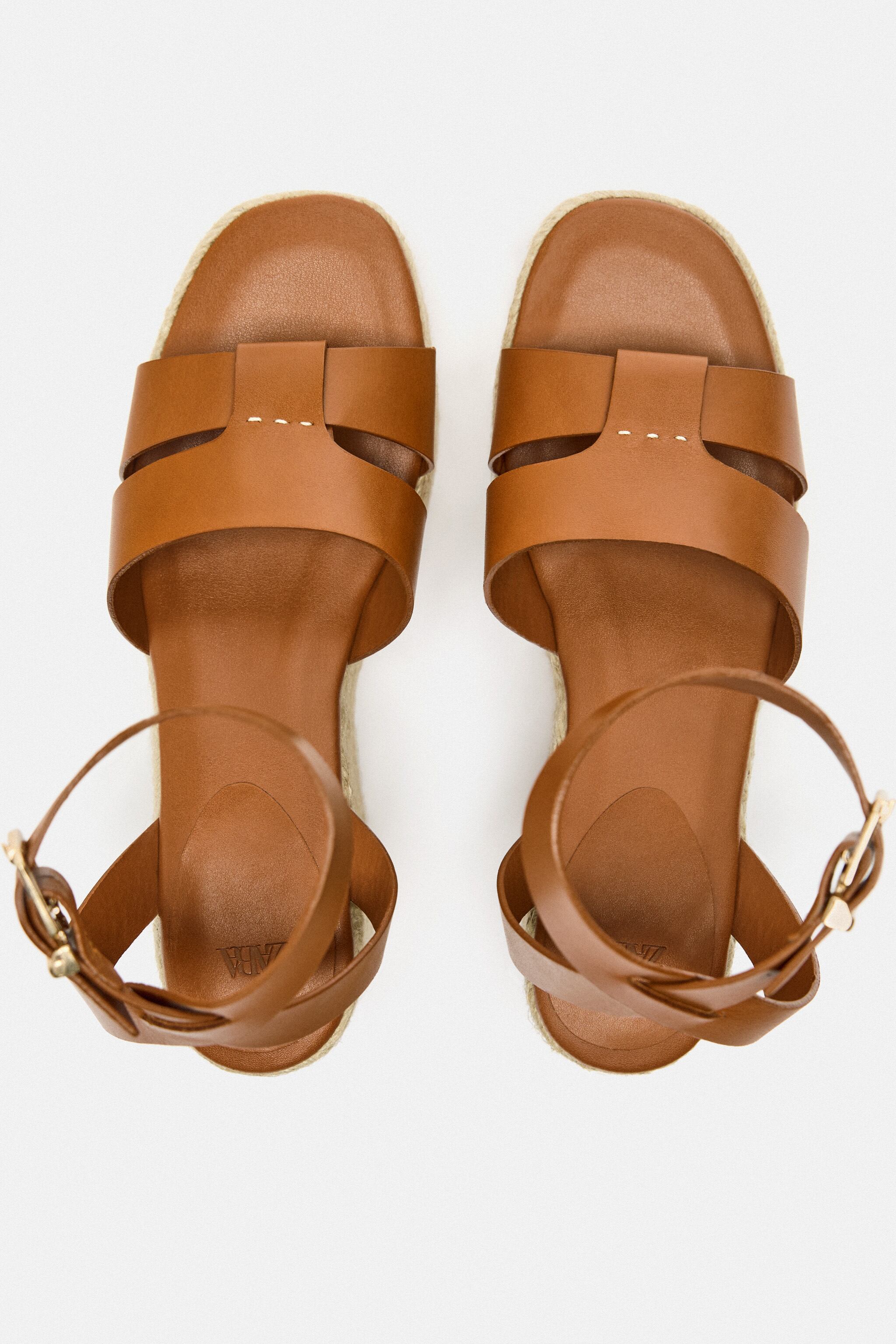 LEATHER WEDGE SANDALS