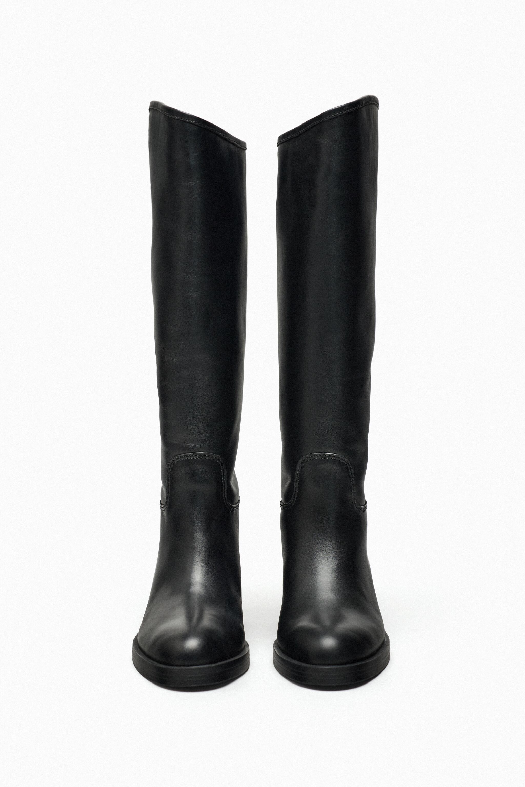 LEATHER KNEE HIGH BOOTS
