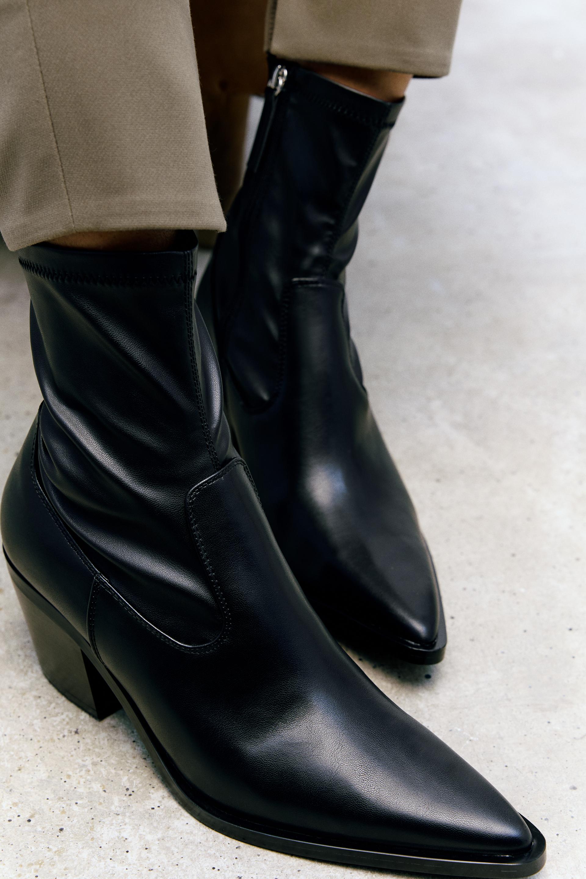 Zara Heeled Stretch Cowboy Ankle Boots - Big Apple Buddy