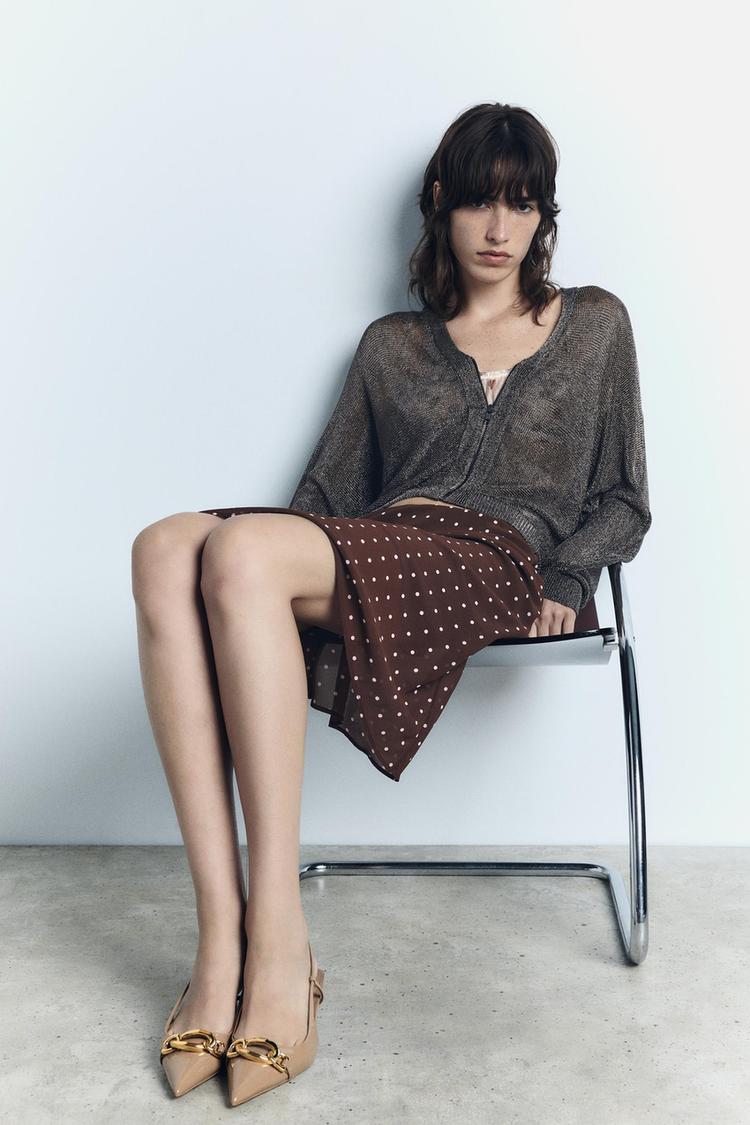 KITTEN HEEL SLINGBACK SHOES WITH CHAIN