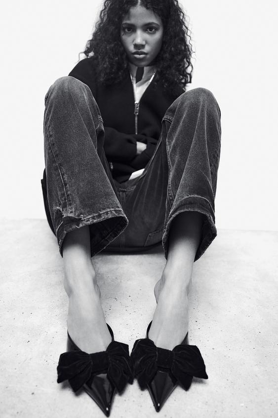 HEELED MULES WITH BOW Black ZARA United States