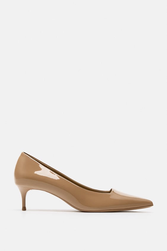 FAUX PATENT LEATHER HEELED SHOES - Beige | ZARA United States