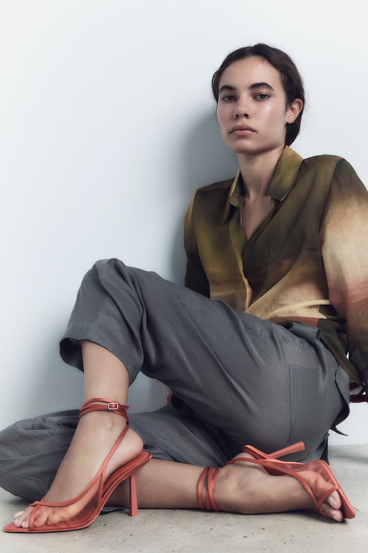 HIGH-HEEL MESH SANDALS