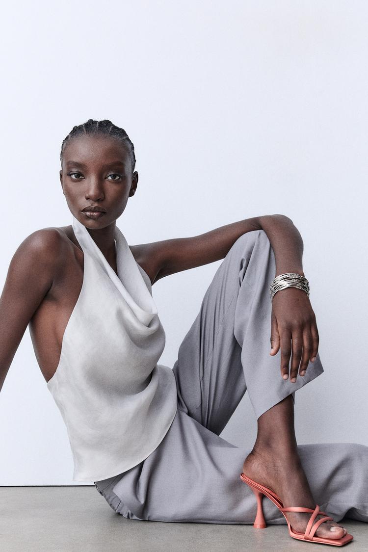 SATIN SANDALS WITH CRISS-CROSS STRAPS