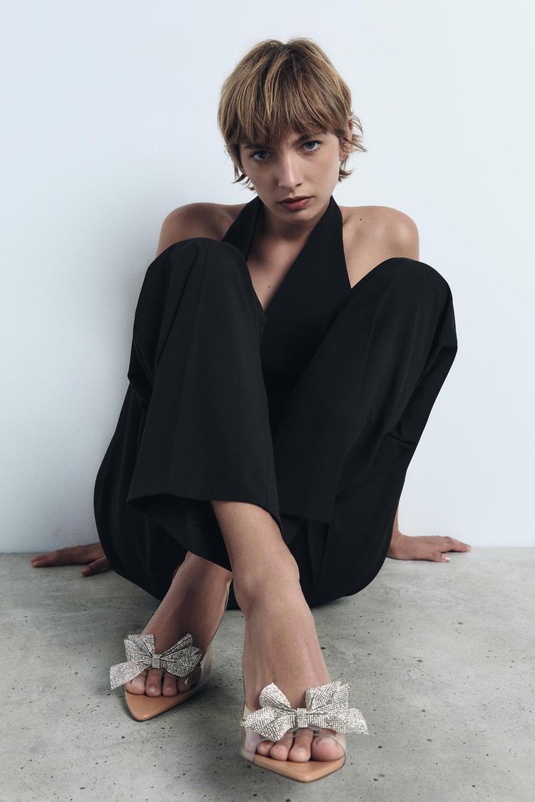 HEELED VINYL SANDALS WITH BOW