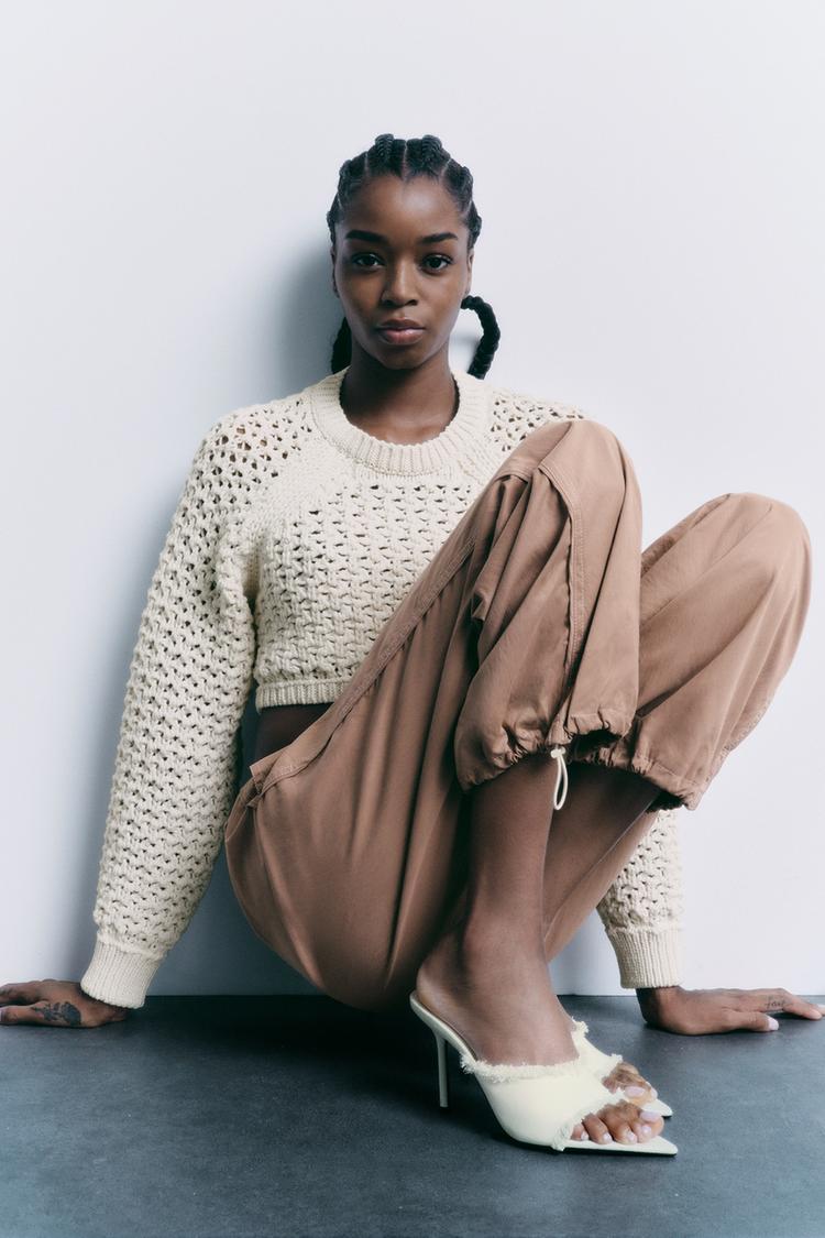 DENIM SANDALS WITH POINTED TOE