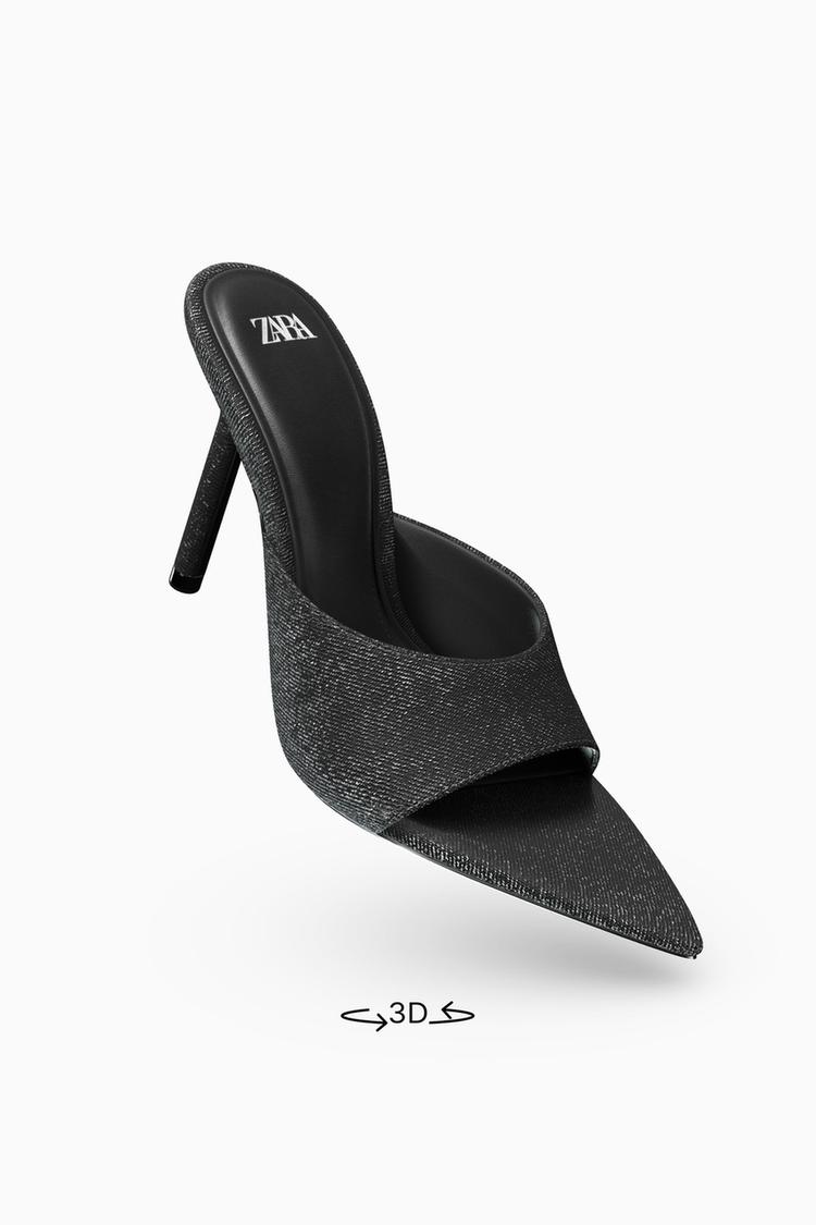 DENIM SANDALS WITH POINTED TOE