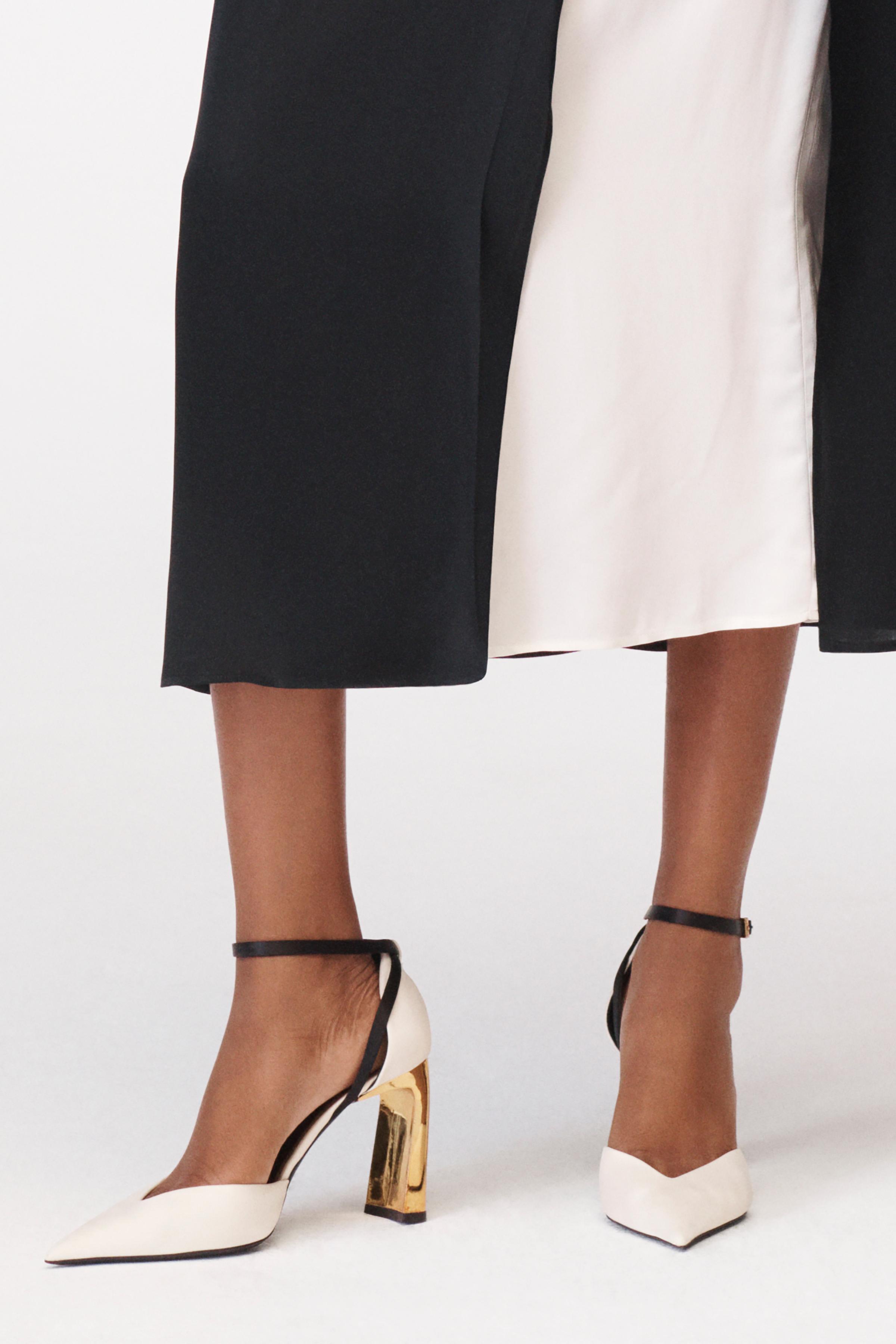 Zara high heel court shoes with ankle strap sale